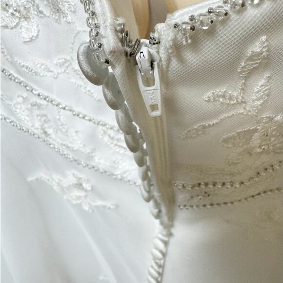 Galina Womens Satin Tulle Wedding Dress Strapless Button Back 12 - Picture 10 of 12